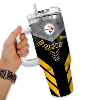 personalized pittsburgh steelers arrow armor gold black curved tumbler fashion forward.webp