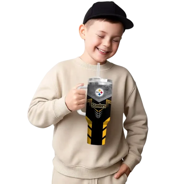 personalized pittsburgh steelers arrow armor gold black curved tumbler latest model.webp