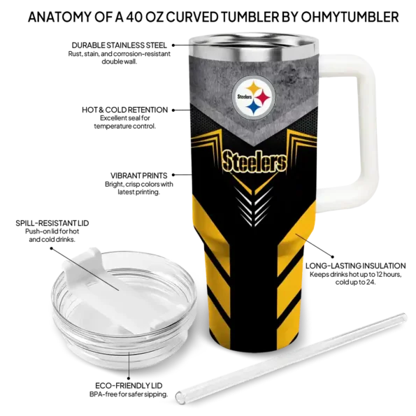 personalized pittsburgh steelers arrow armor gold black curved tumbler new arrival.webp