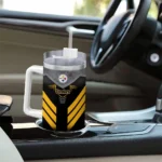 personalized pittsburgh steelers arrow armor gold black curved tumbler best selling.webp