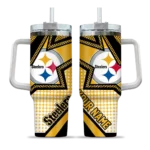 personalized pittsburgh steelers arrow burst gold curved tumbler best selling.webp