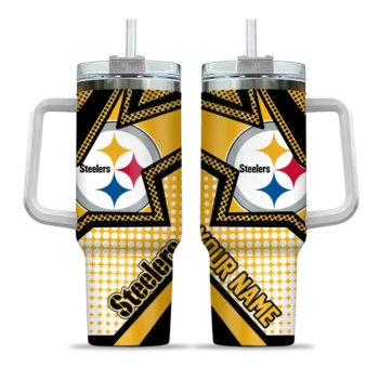 personalized pittsburgh steelers arrow burst gold curved tumbler best selling.webp