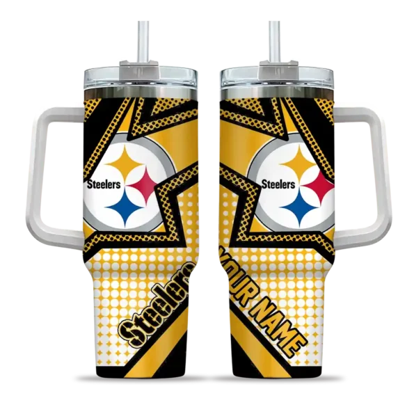 personalized pittsburgh steelers arrow burst gold curved tumbler best selling.webp
