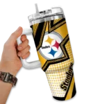 personalized pittsburgh steelers arrow burst gold curved tumbler best selling.webp