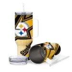 personalized pittsburgh steelers arrow burst gold curved tumbler best selling.webp