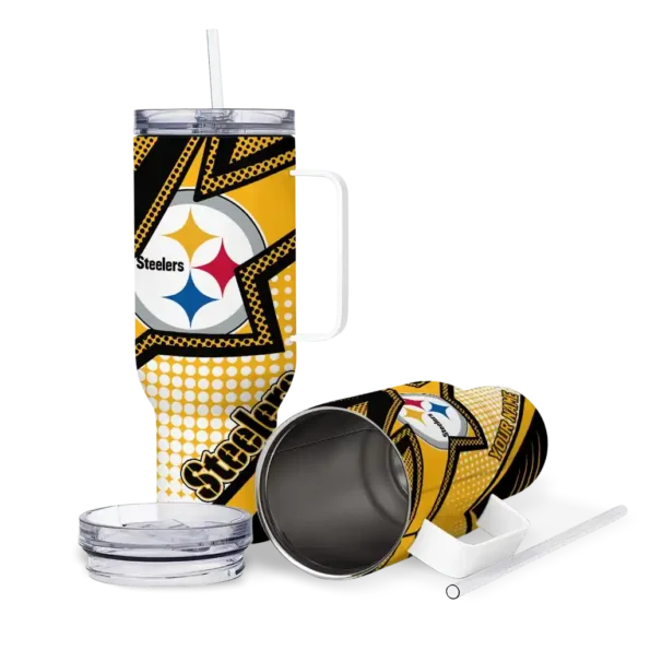 personalized pittsburgh steelers arrow burst gold curved tumbler high quality.webp