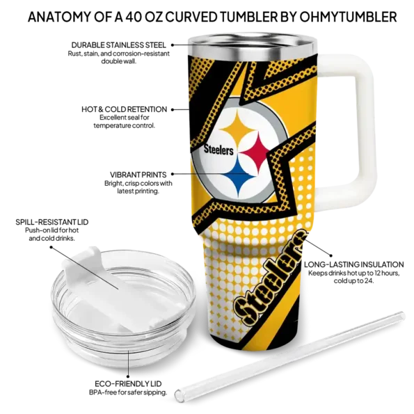personalized pittsburgh steelers arrow burst gold curved tumbler new arrival.webp