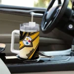 personalized pittsburgh steelers arrow burst gold curved tumbler best selling.webp