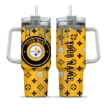 personalized pittsburgh steelers bullseye drips gold curved tumbler best selling.webp