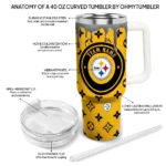 personalized pittsburgh steelers bullseye drips gold curved tumbler best selling.webp