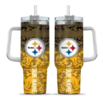 personalized pittsburgh steelers chevron stripe gold curved tumbler best selling.webp