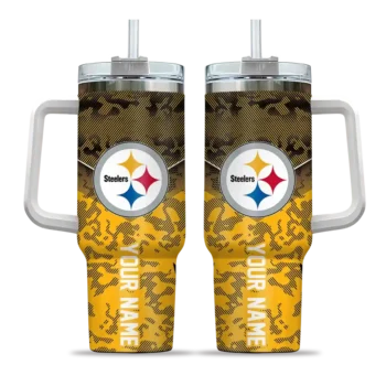 personalized pittsburgh steelers chevron stripe gold curved tumbler best selling.webp