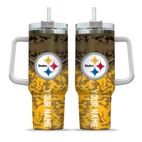 personalized pittsburgh steelers chevron stripe gold curved tumbler best selling.webp
