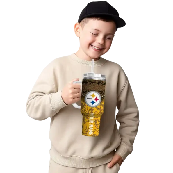 personalized pittsburgh steelers chevron stripe gold curved tumbler latest model.webp