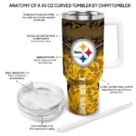 personalized pittsburgh steelers chevron stripe gold curved tumbler best selling.webp