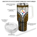 personalized pittsburgh steelers leopard zipper gold curved tumbler best selling.webp