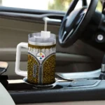 personalized pittsburgh steelers leopard zipper gold curved tumbler best selling.webp
