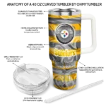 personalized pittsburgh steelers marbled stripes gold curved tumbler best selling.webp