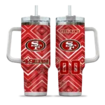 personalized san francisco 49ers bold diamonds red curved tumbler best selling.webp