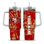 personalized san francisco 49ers burst swirl red curved tumbler best selling.webp