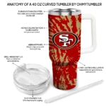 personalized san francisco 49ers burst swirl red curved tumbler best selling.webp