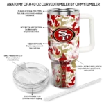 personalized san francisco 49ers camo mashup red white curved tumbler best selling.webp