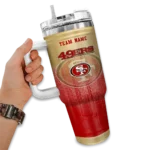 personalized san francisco 49ers gradient dots red curved tumbler best selling.webp