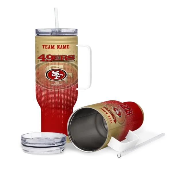 personalized san francisco 49ers gradient dots red curved tumbler high quality.webp