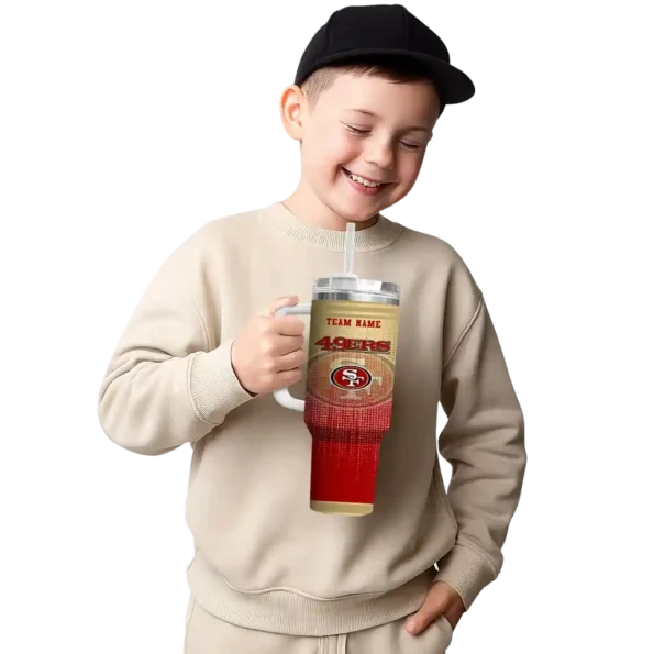 personalized san francisco 49ers gradient dots red curved tumbler latest model.webp