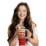 personalized san francisco 49ers gradient dots red curved tumbler best selling.webp