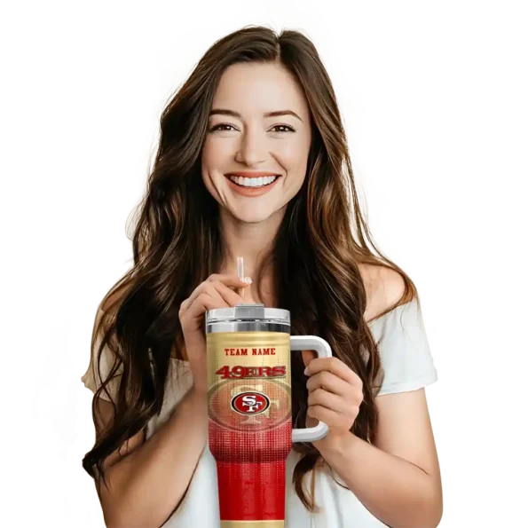 personalized san francisco 49ers gradient dots red curved tumbler premium grade.webp