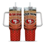personalized san francisco 49ers hex texture red curved tumbler best selling.webp
