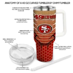personalized san francisco 49ers hex texture red curved tumbler best selling.webp