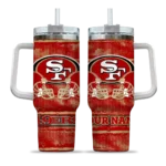 personalized san francisco 49ers honey streaks red curved tumbler best selling.webp