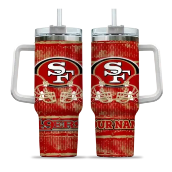 personalized san francisco 49ers honey streaks red curved tumbler best selling.webp
