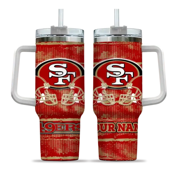 personalized san francisco 49ers honey streaks red curved tumbler best selling.webp