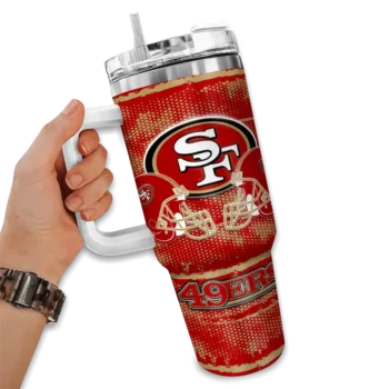 personalized san francisco 49ers honey streaks red curved tumbler fashion forward.webp
