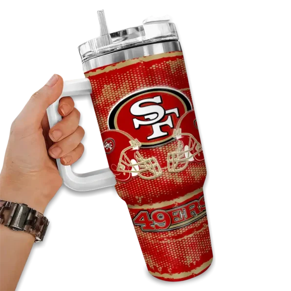 personalized san francisco 49ers honey streaks red curved tumbler fashion forward.webp