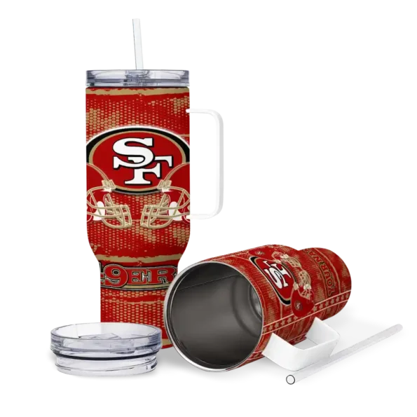 personalized san francisco 49ers honey streaks red curved tumbler high quality.webp