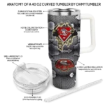 personalized san francisco 49ers superman shield red gray curved tumbler best selling.webp