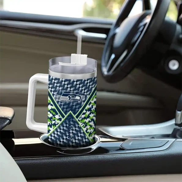 personalized seattle seahawks chevron angle blue curved tumbler trendy.webp
