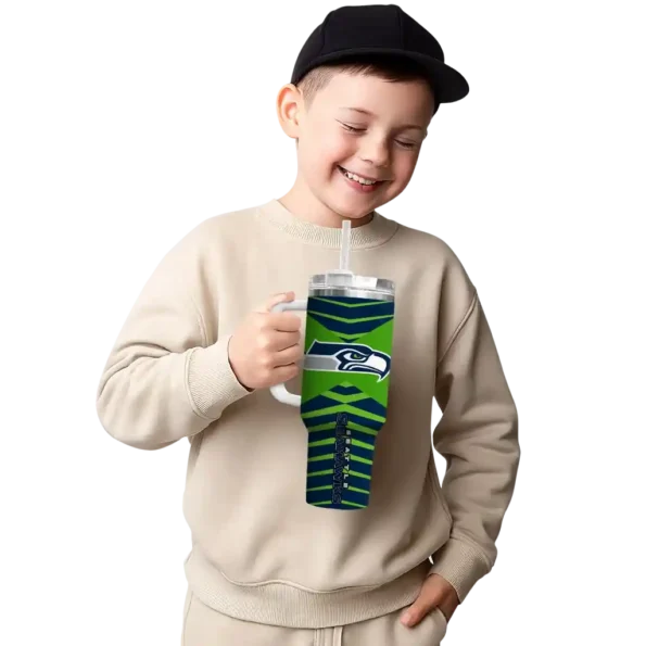 personalized seattle seahawks chevron layers blue curved tumbler latest model.webp