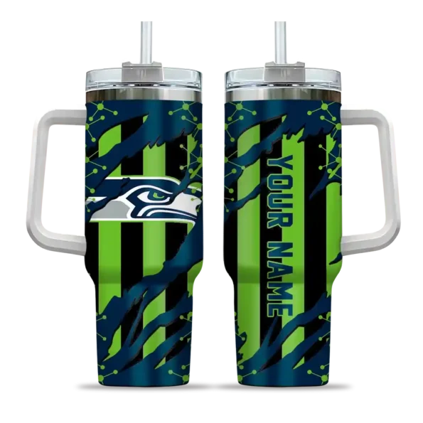 personalized seattle seahawks claw cut blue black curved tumbler best selling.webp