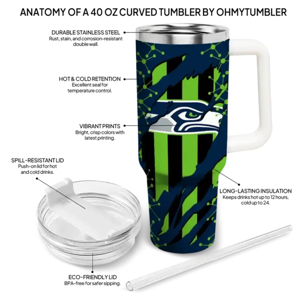 personalized seattle seahawks claw cut blue black curved tumbler new arrival.webp