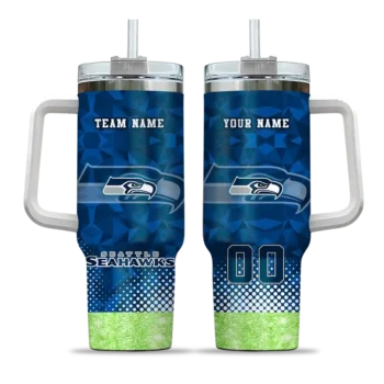 personalized seattle seahawks geometric prism blue curved tumbler best selling.webp