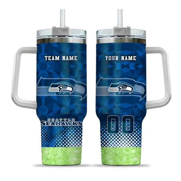 personalized seattle seahawks geometric prism blue curved tumbler best selling.webp