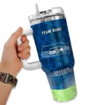 personalized seattle seahawks geometric prism blue curved tumbler best selling.webp