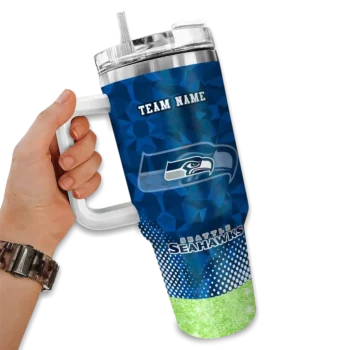 personalized seattle seahawks geometric prism blue curved tumbler fashion forward.webp
