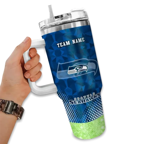 personalized seattle seahawks geometric prism blue curved tumbler fashion forward.webp