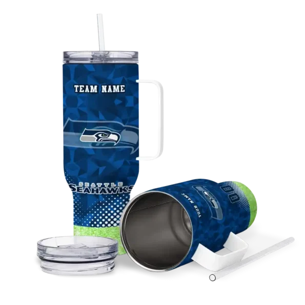 personalized seattle seahawks geometric prism blue curved tumbler high quality.webp